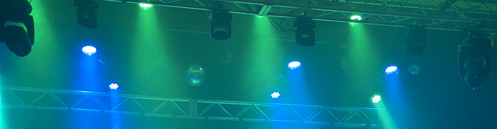 blue and green theater stage lights Los Angeles